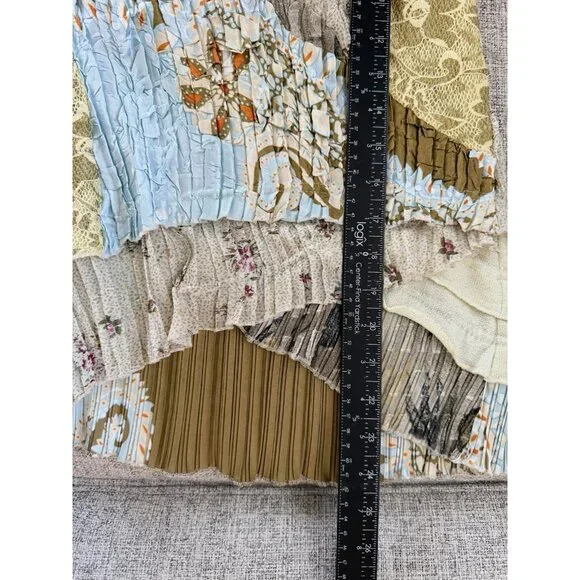 Vtg Y2K Alberto Makali Pleated Top Sz L Sequin Floral Lace Patchwork Fairy Artsy - Picture 10 of 10